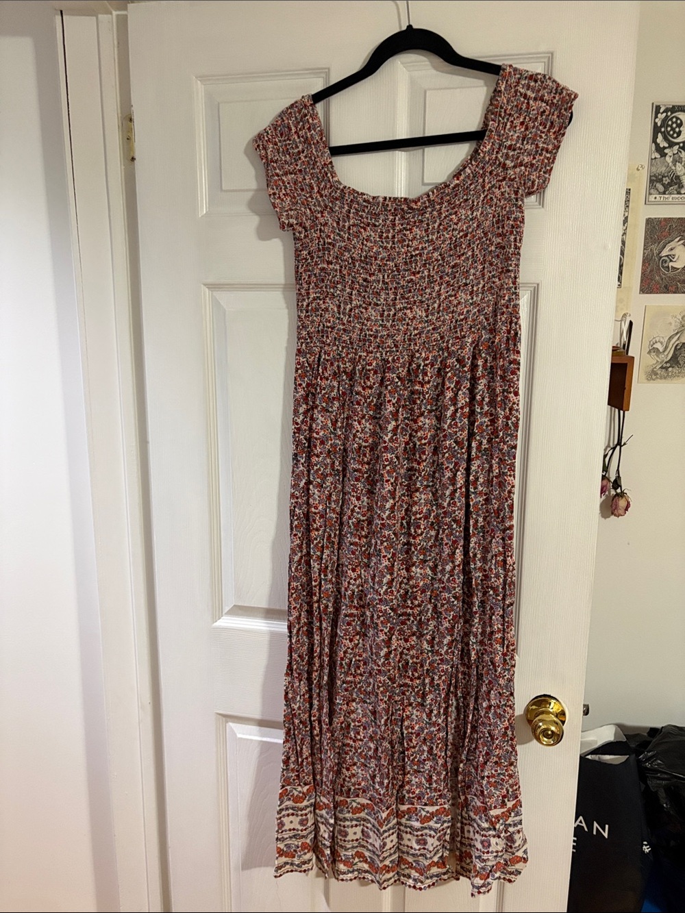 Kismet Floral Smocked Maxi Dress in Rust and Cream